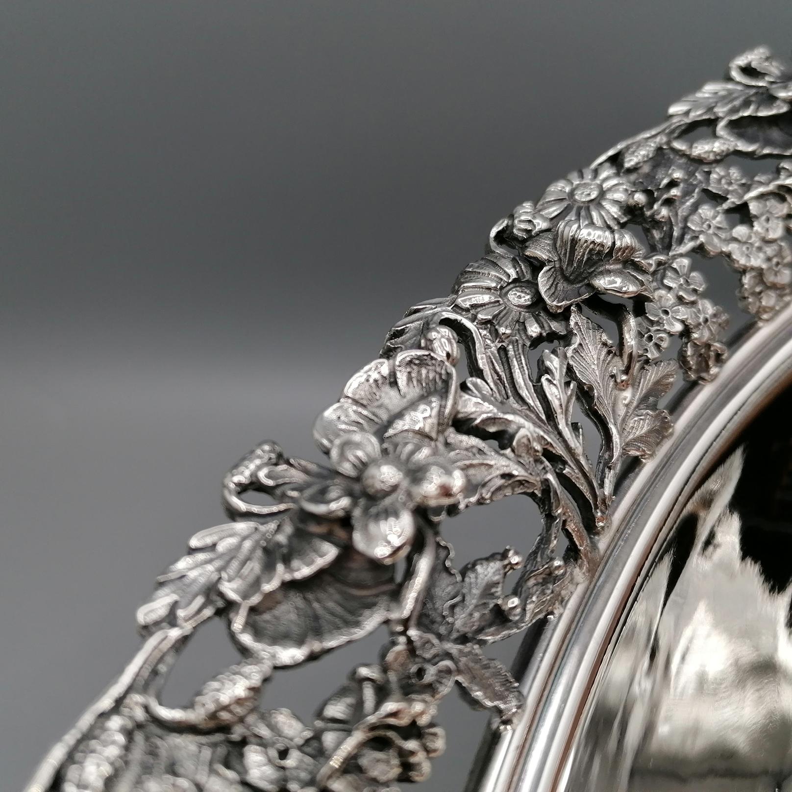 Centro de mesa oval italiano de plata 800n maciza  - Jatte Silver en venta