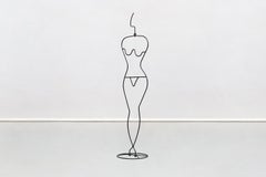 Italian Solid Black Metal Rod, Female Shape, Clothes Hangers, 1980s