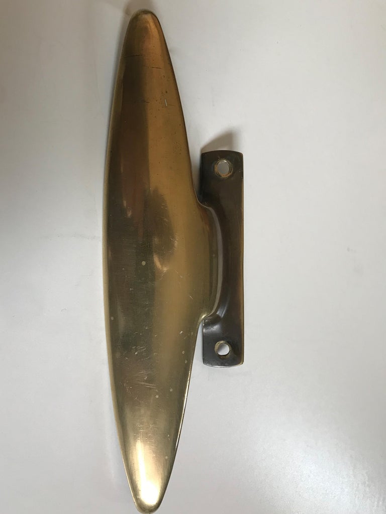 Italian Solid Brass Door Handles Midcentury Modern Design, 1950s at 1stDibs