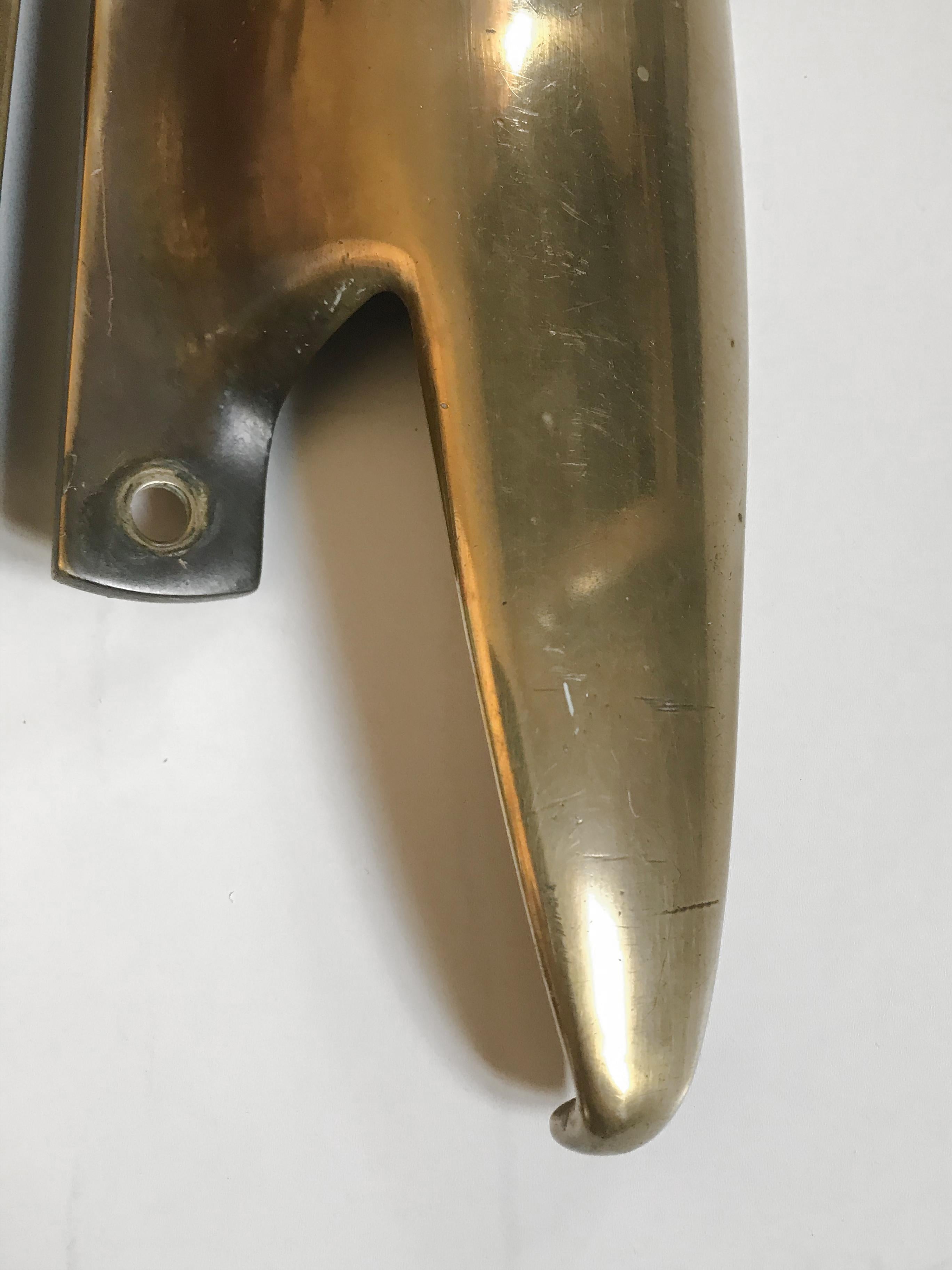 Italian Solid Brass Door Handles Midcentury Modern Design, 1950s 3