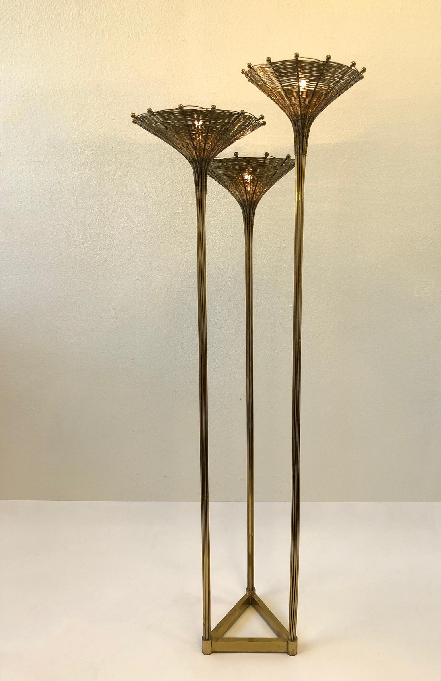 Mid-Century Modern Italian Solid Brass Floor Lamp by Nucci Valsecchi