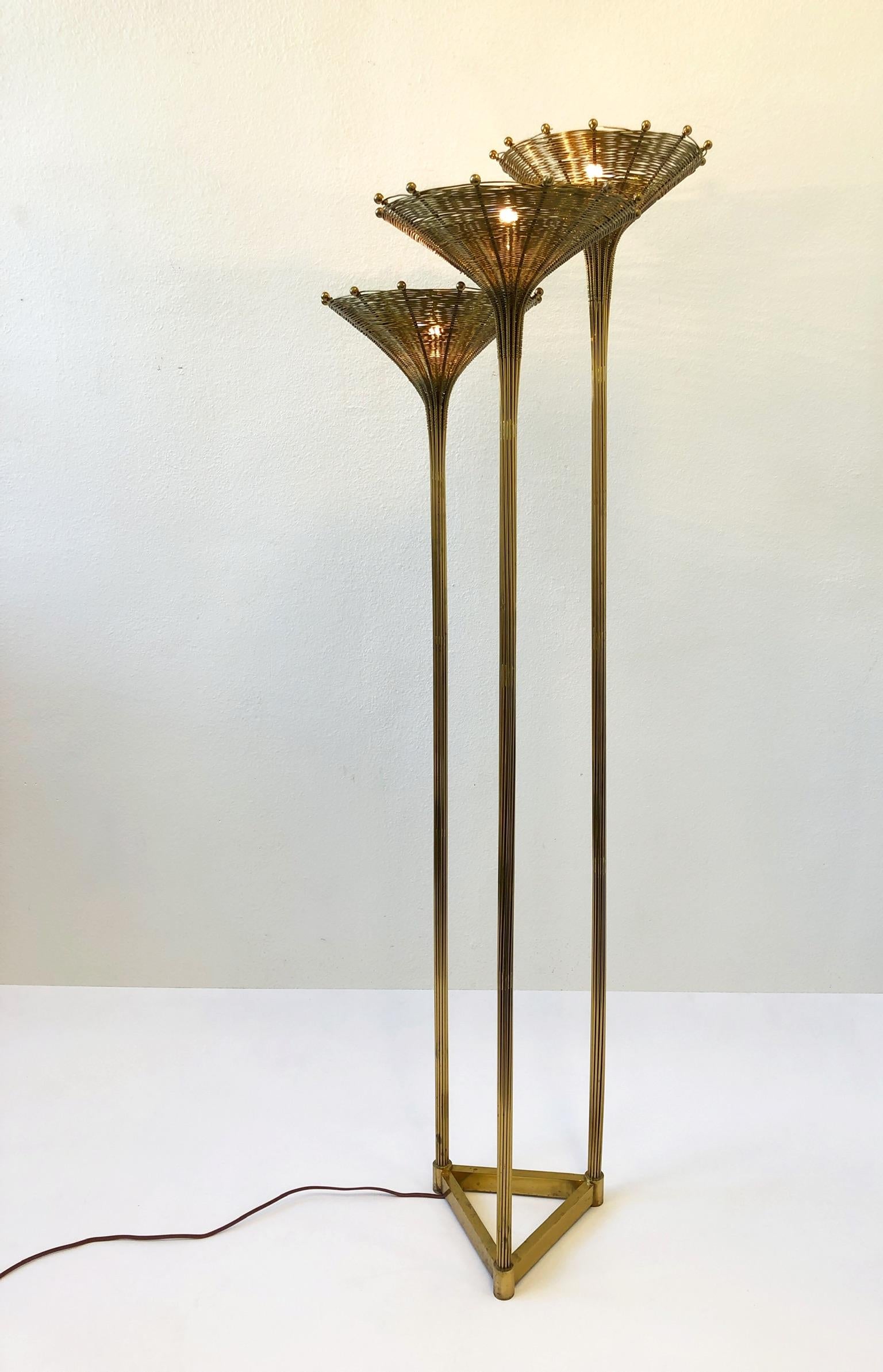 Italian Solid Brass Floor Lamp by Nucci Valsecchi In Good Condition In Palm Springs, CA