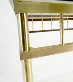 Italian Solid Brass Profile Smoked Square Glass Top Side Lamp Occasional  Table