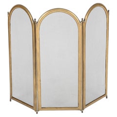 Italian Solid Brass Triple Folding Fire Screen or Fire Guard, Italy 1960s