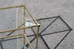 Italian Solid Brass Trolley with Wheels and Glass Tops 1970s Bar Cart