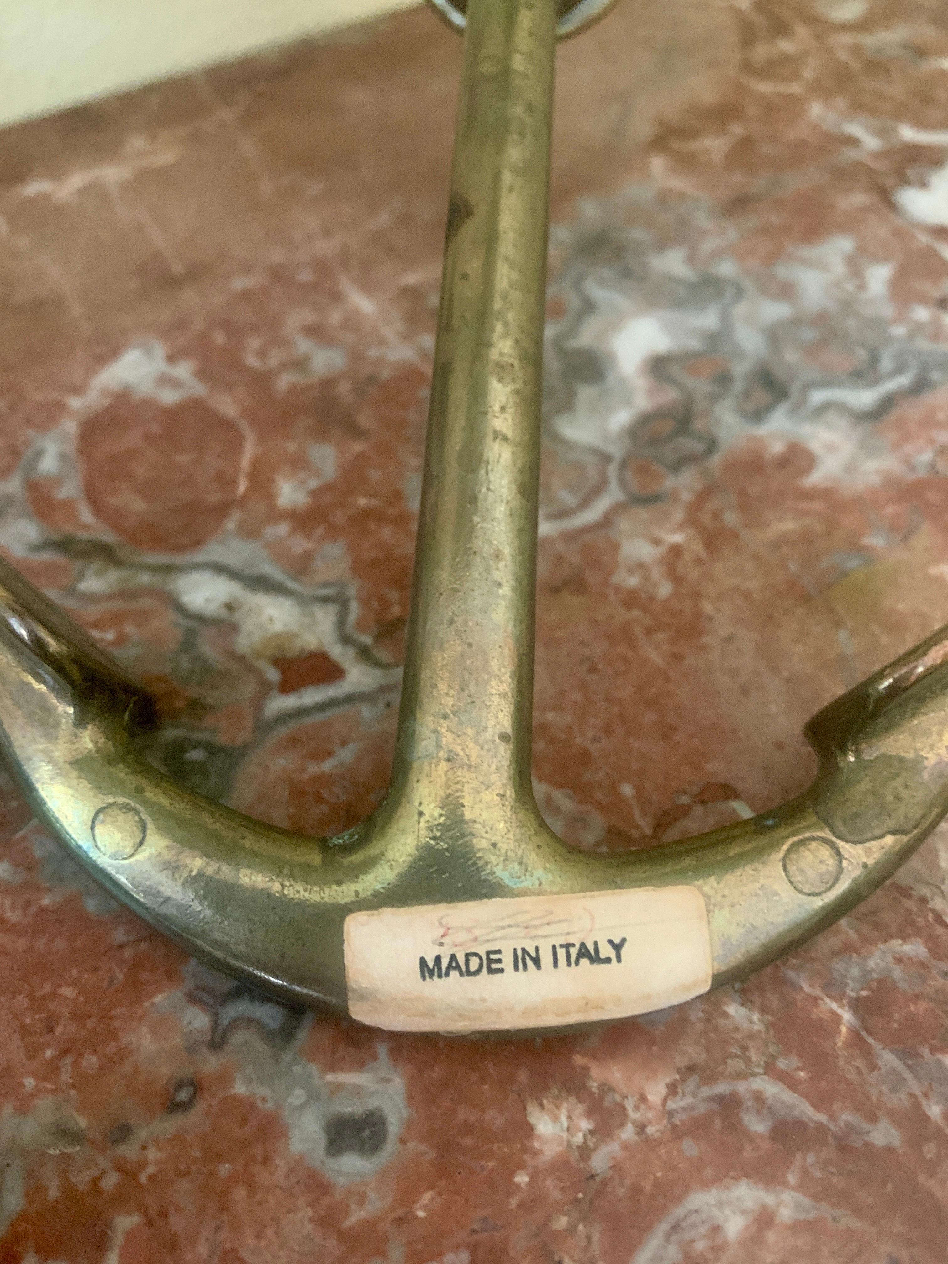Italian Solid Cast Brass Anchor Candle Holders For Sale 2