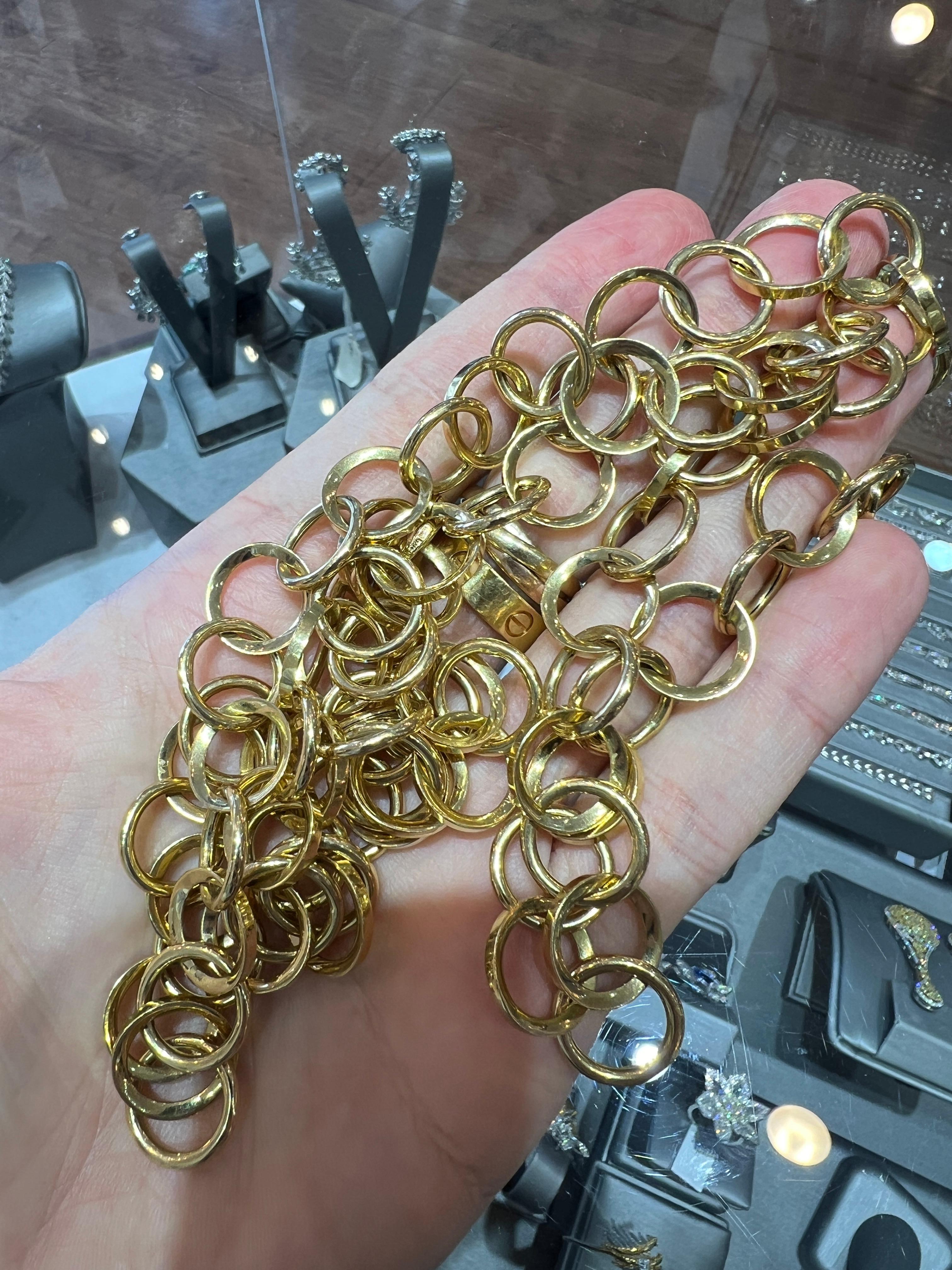 Collier en or jaune 18K à maillons massifs italiens avec une longue chaîne à maillons de 36 pouces Excellent état - En vente à Great Neck, NY
