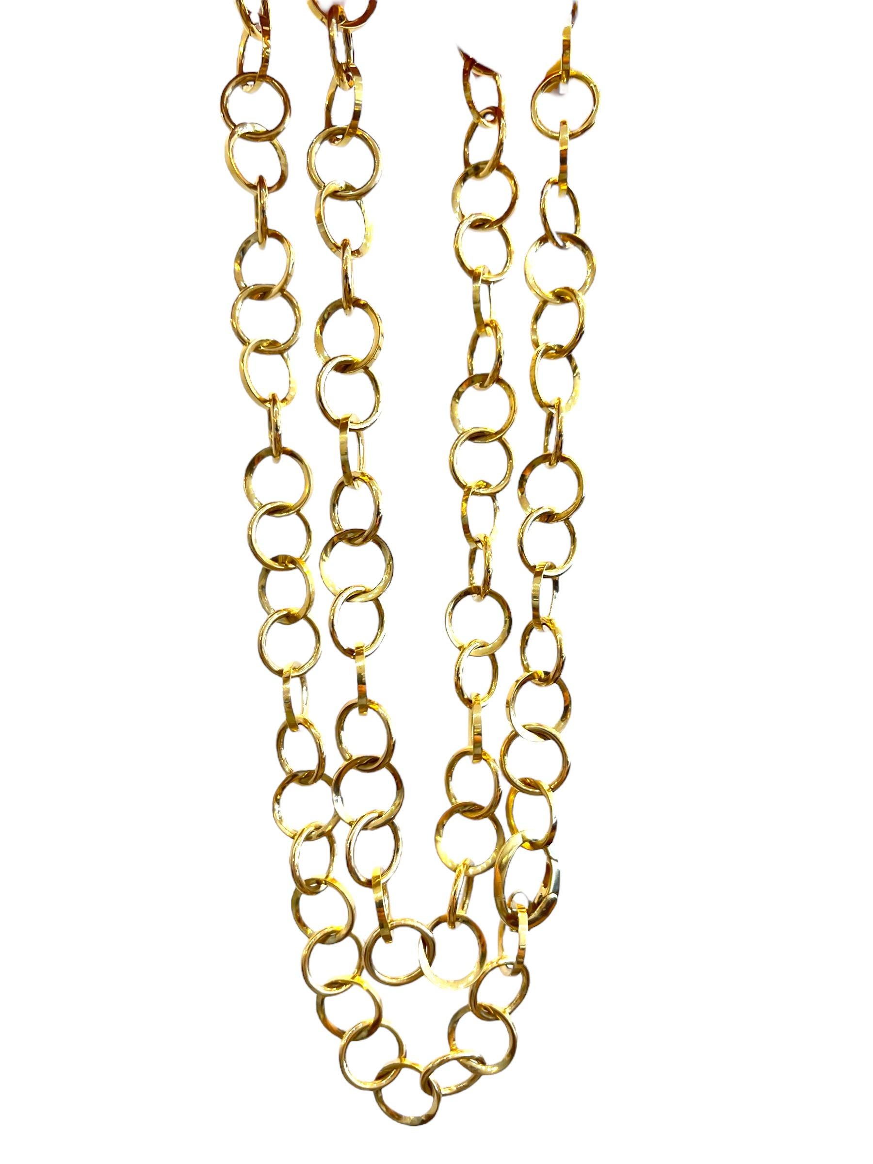 Collana italiana solida a maglie larghe in oro giallo 18 carati, lunga 36