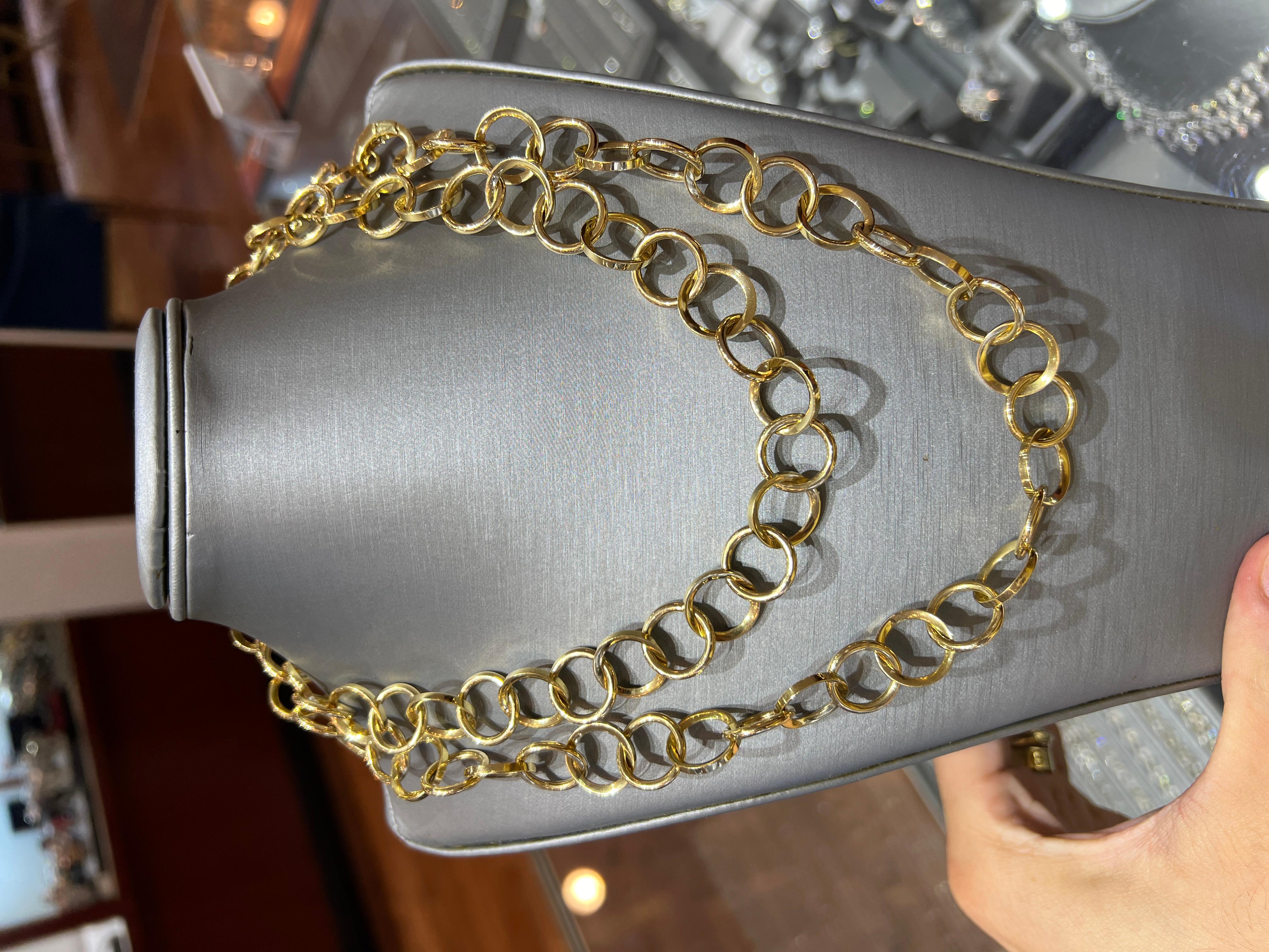 Moderno Collana italiana solida a maglie larghe in oro giallo 18 carati, lunga 36