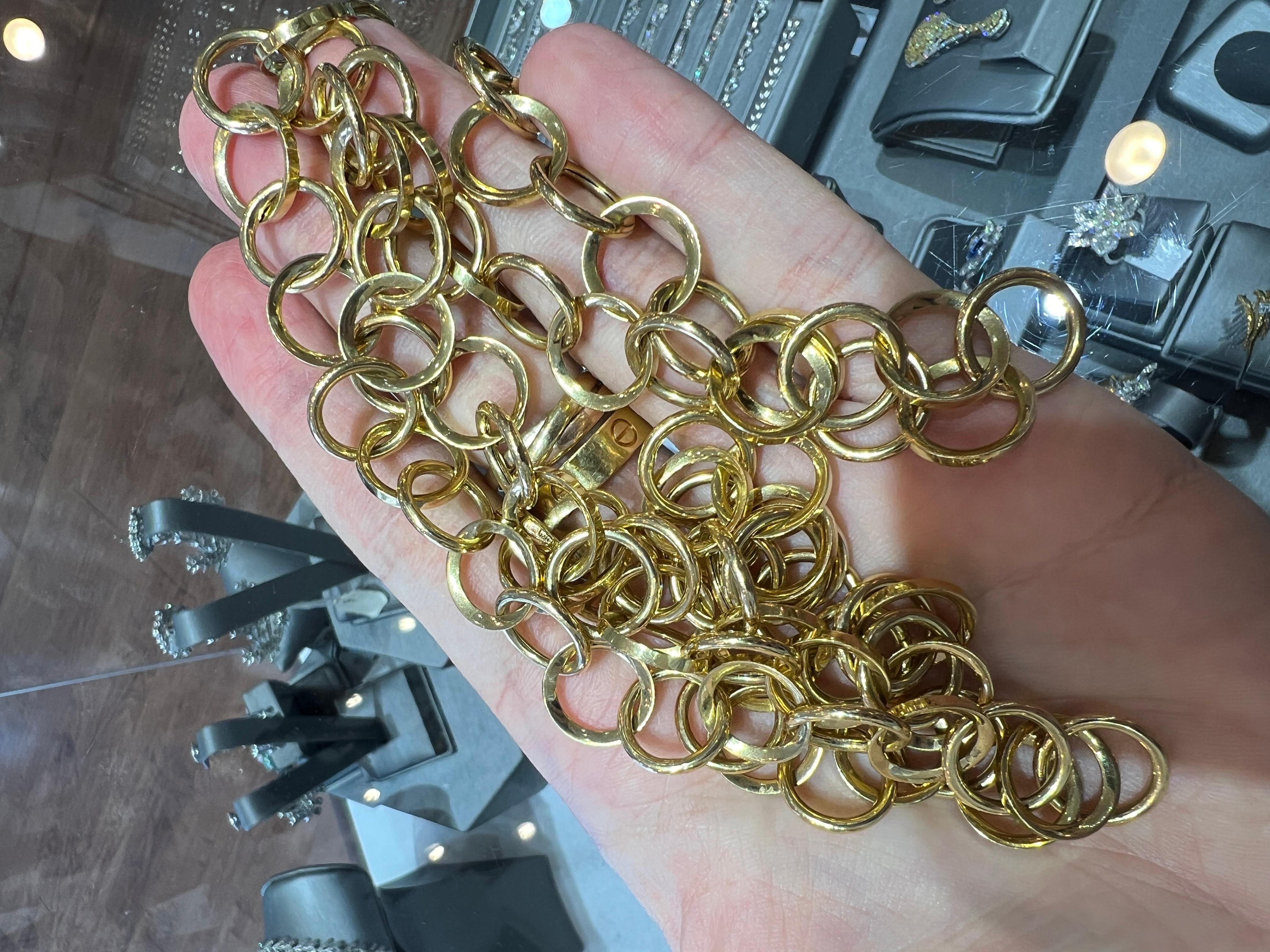 Collana italiana solida a maglie larghe in oro giallo 18 carati, lunga 36