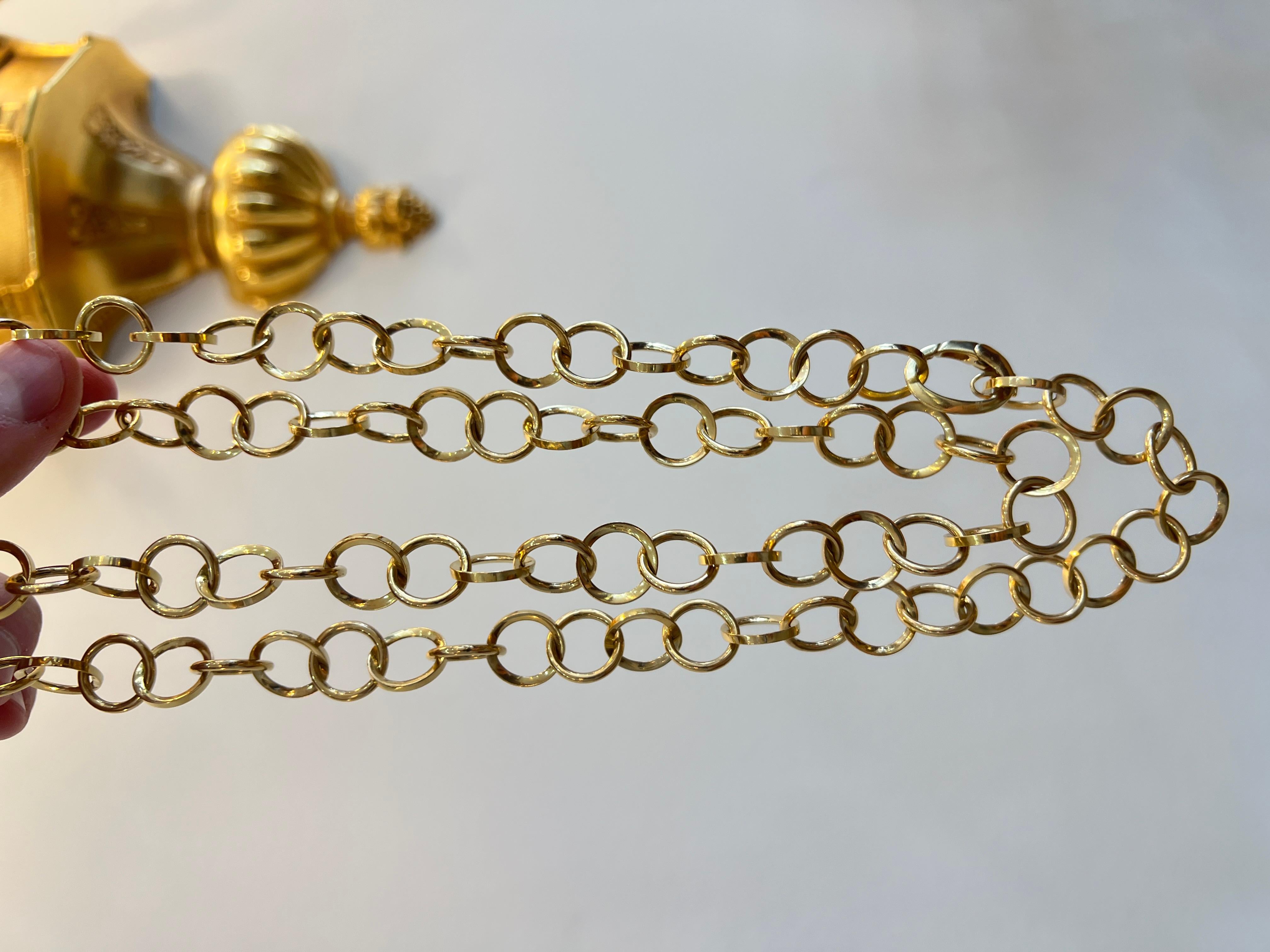 Collana italiana solida a maglie larghe in oro giallo 18 carati, lunga 36