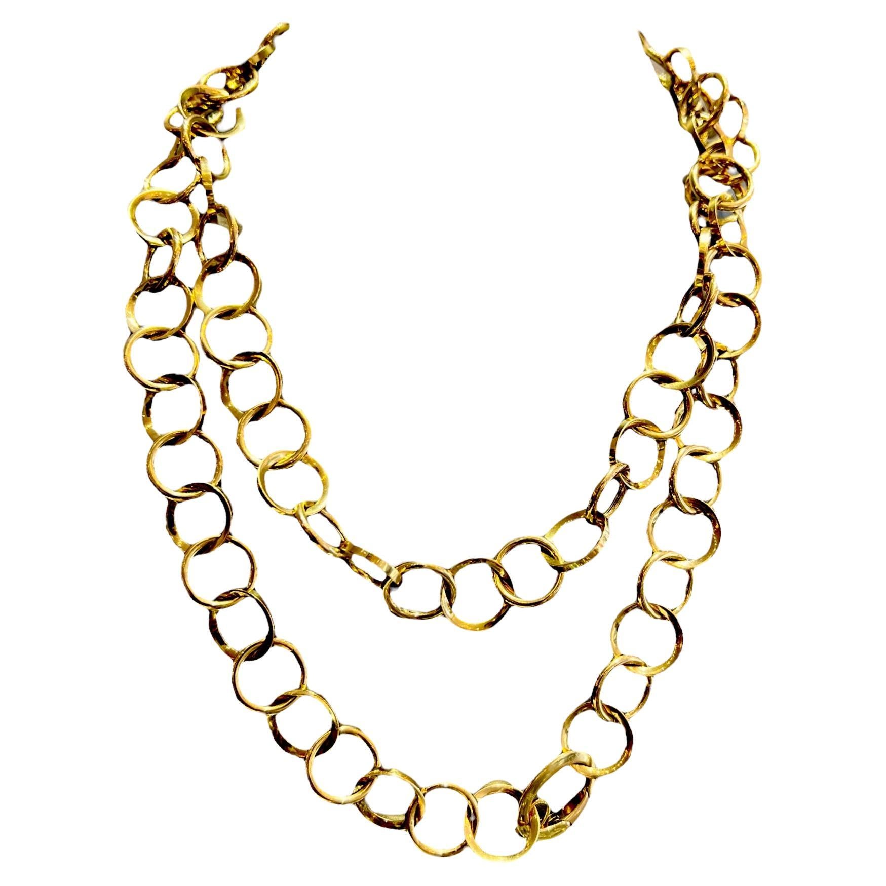 Collana italiana solida a maglie larghe in oro giallo 18 carati, lunga 36", A Link