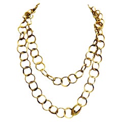 Italian Solid Chunky link 18K Yellow Gold 36” Long Link Chain Necklace