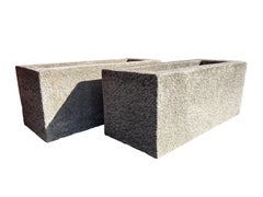 Italian Solid Granite Stone Rectangular Planters pair