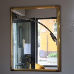 italian solid polished brass mirror in style of Tommaso Barbi, Italy, 1970s