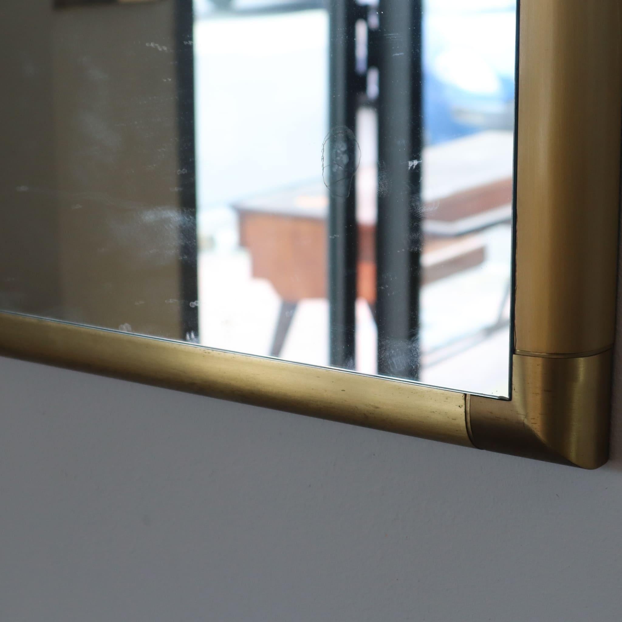 Brass italian solid polished brass mirror in style of Tommaso Barbi, Italy, 1970s For Sale