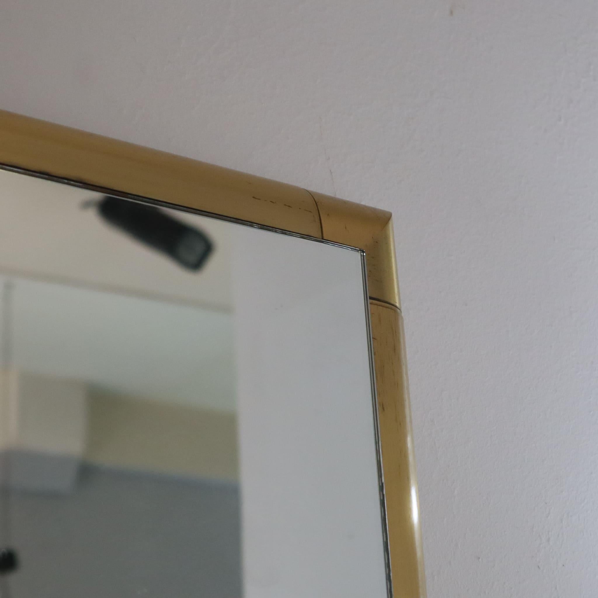 italian solid polished brass mirror in style of Tommaso Barbi, Italy, 1970s For Sale 1