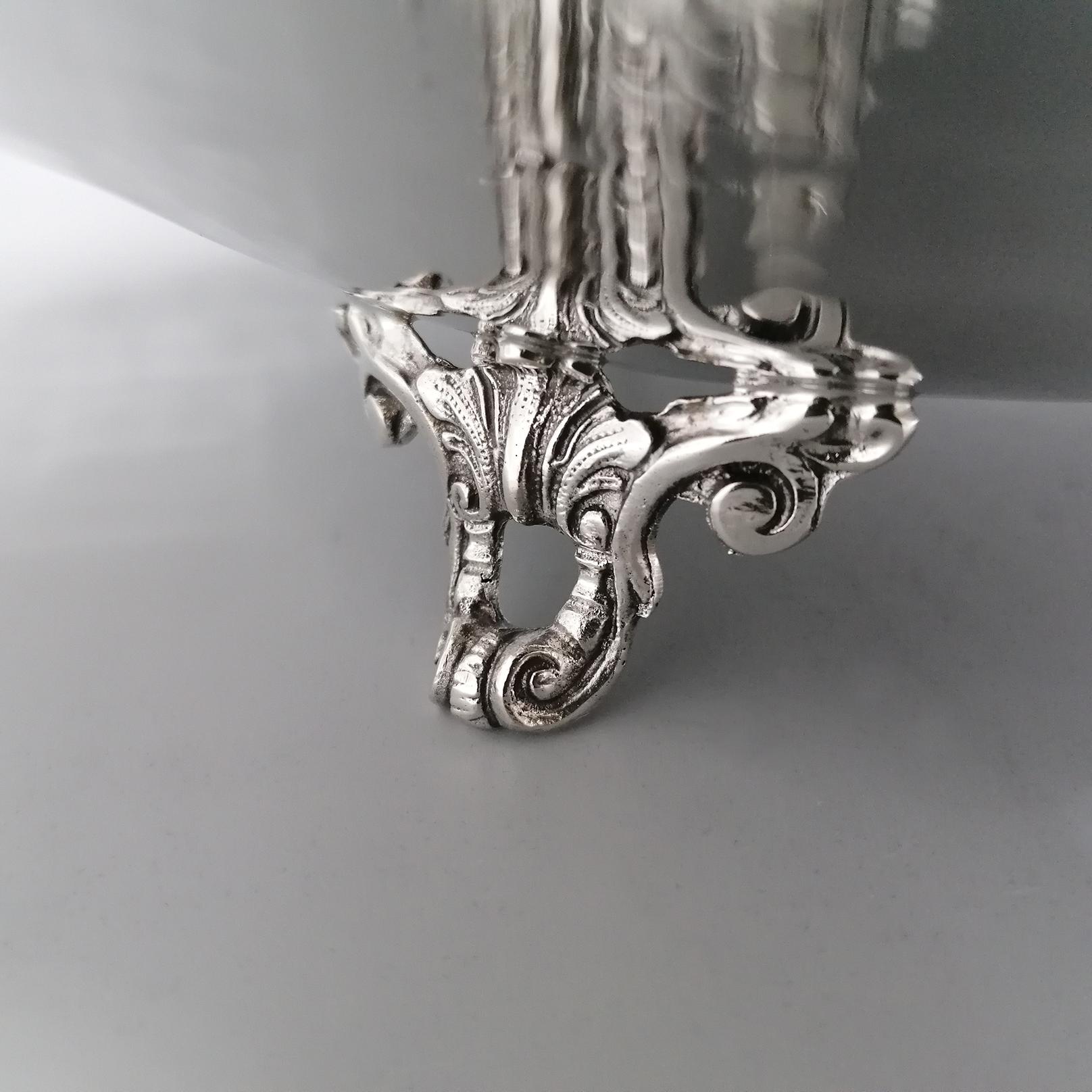 Italian Solid Silver Centerpiece Baroque revival style on feet For Sale 5