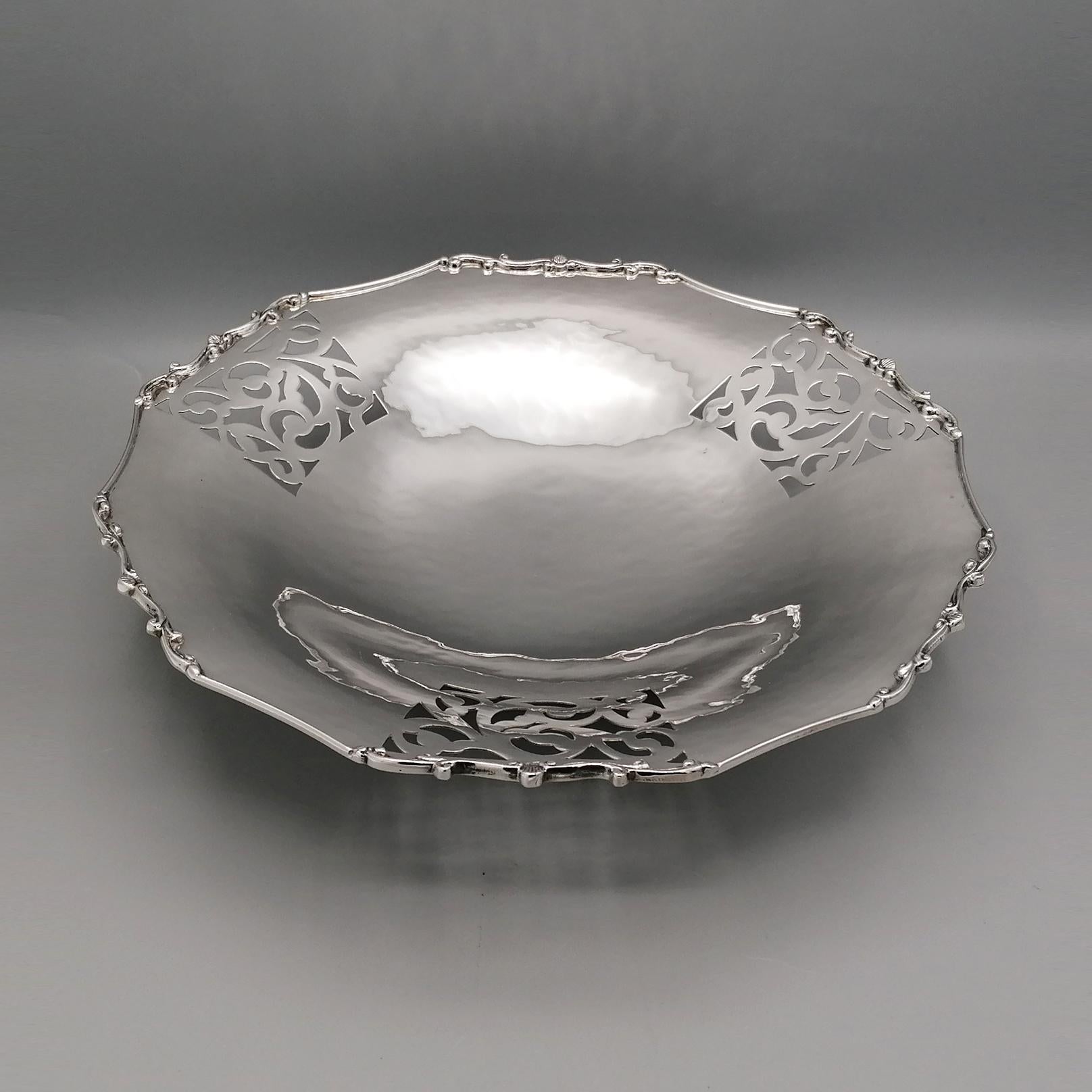 Italian Solid Silver Centerpiece Baroque revival style on feet For Sale 9