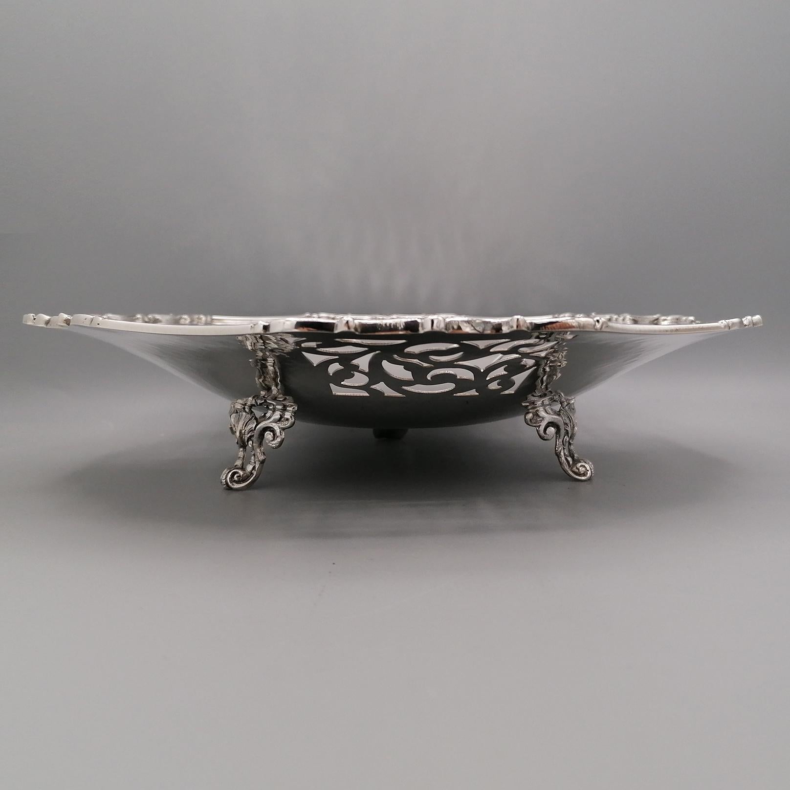 Contemporary Italian Solid Silver Centerpiece Baroque revival style on feet For Sale
