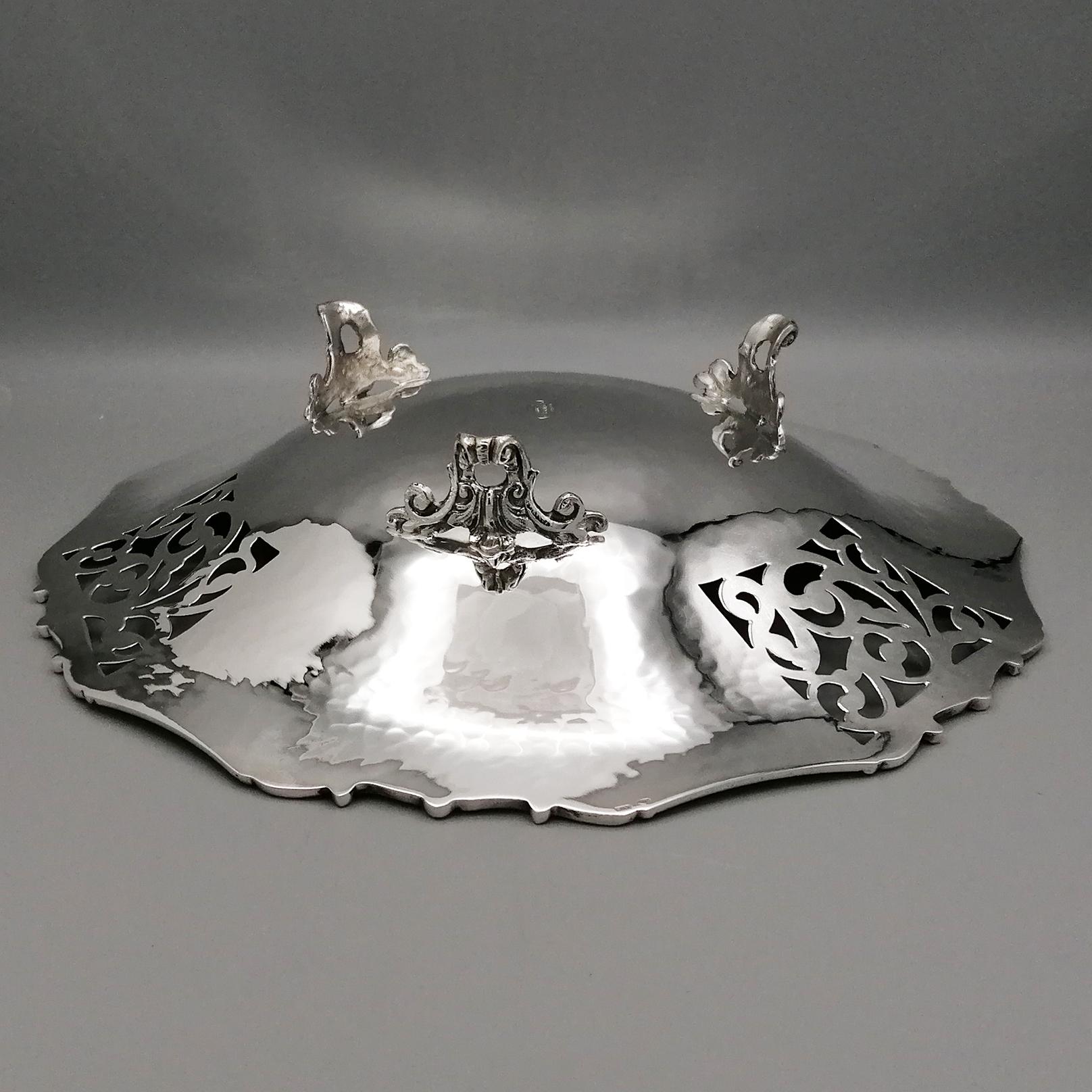 Italian Solid Silver Centerpiece Baroque revival style on feet For Sale 4