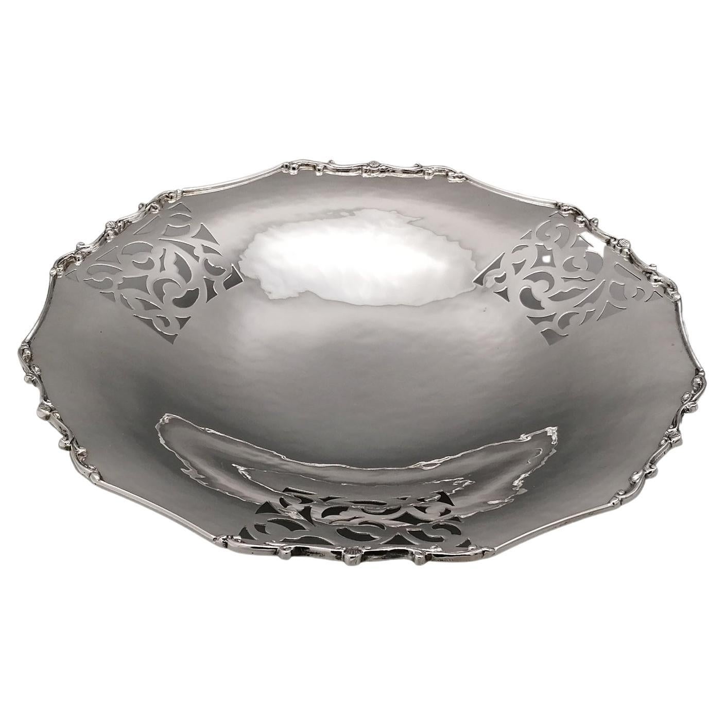 Italian Solid Silver Centerpiece Baroque revival style on feet For Sale