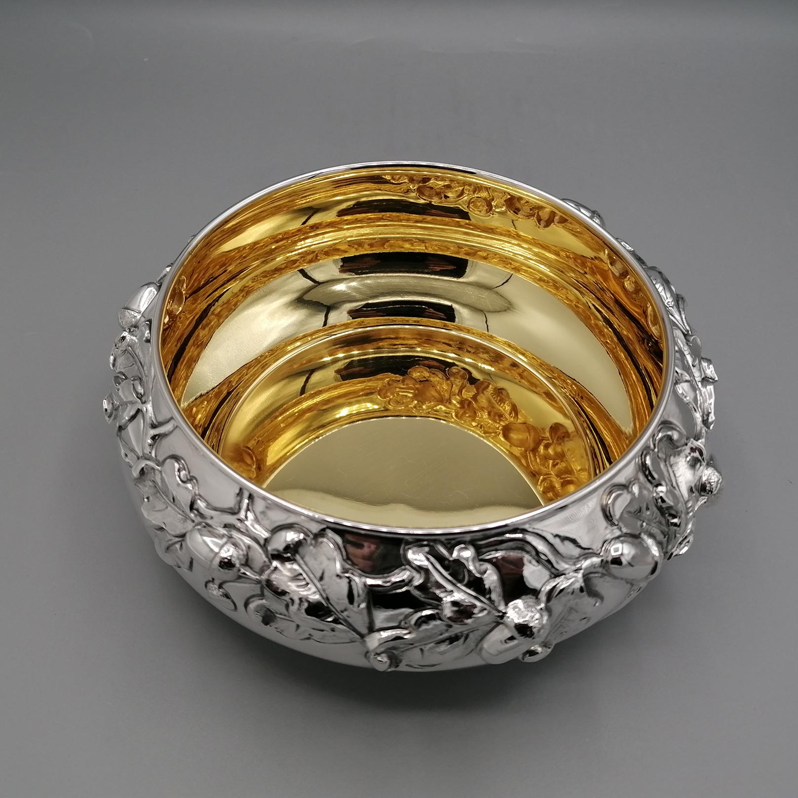 Caja redonda decorativa de plata maciza italiana en venta 3