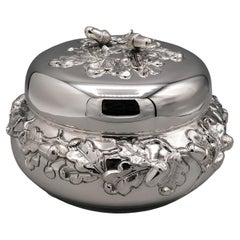 Italian Solid Silver decorative Round Box 