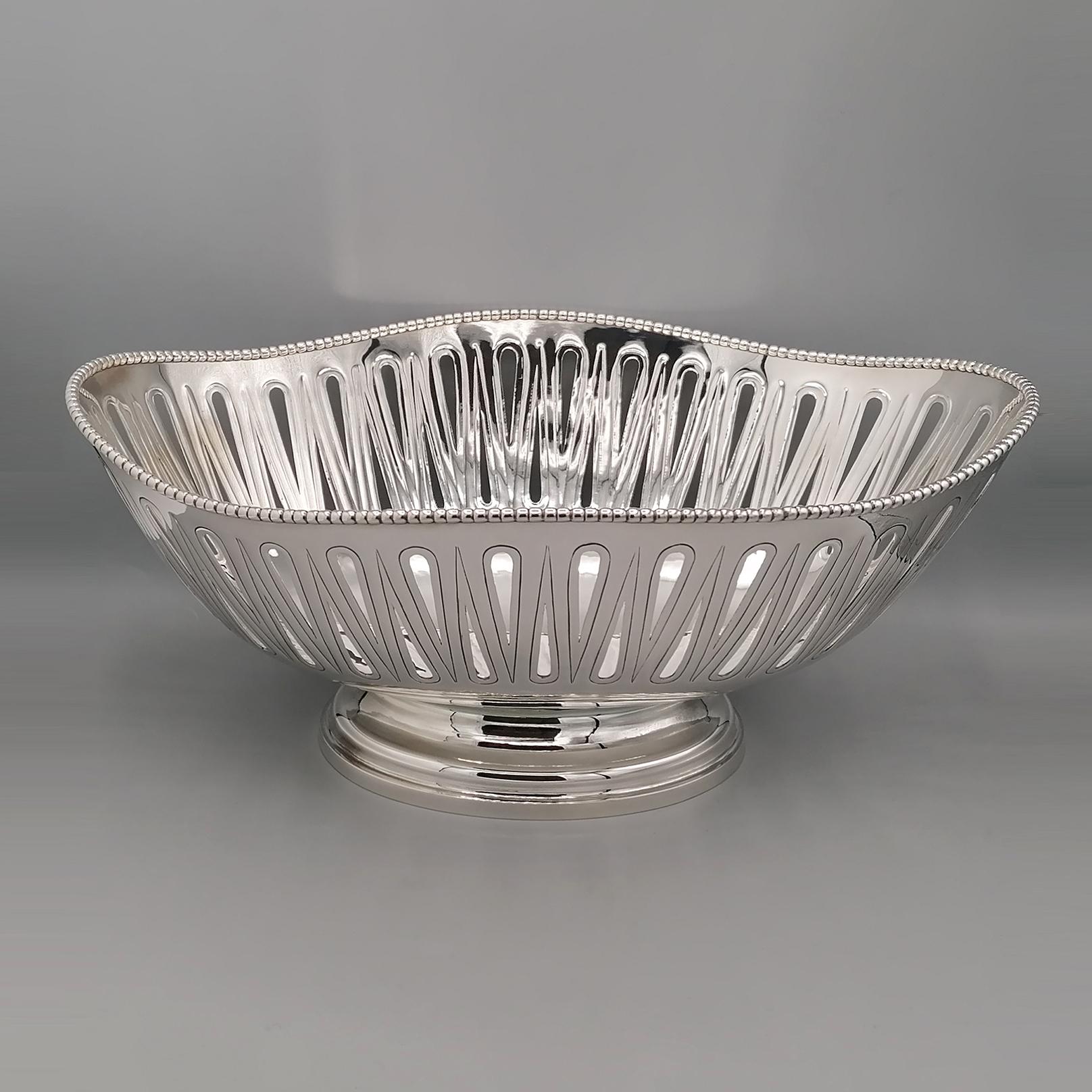 Other Italian Solid Silver Oval  Pierced Centerpiece - Jatte For Sale