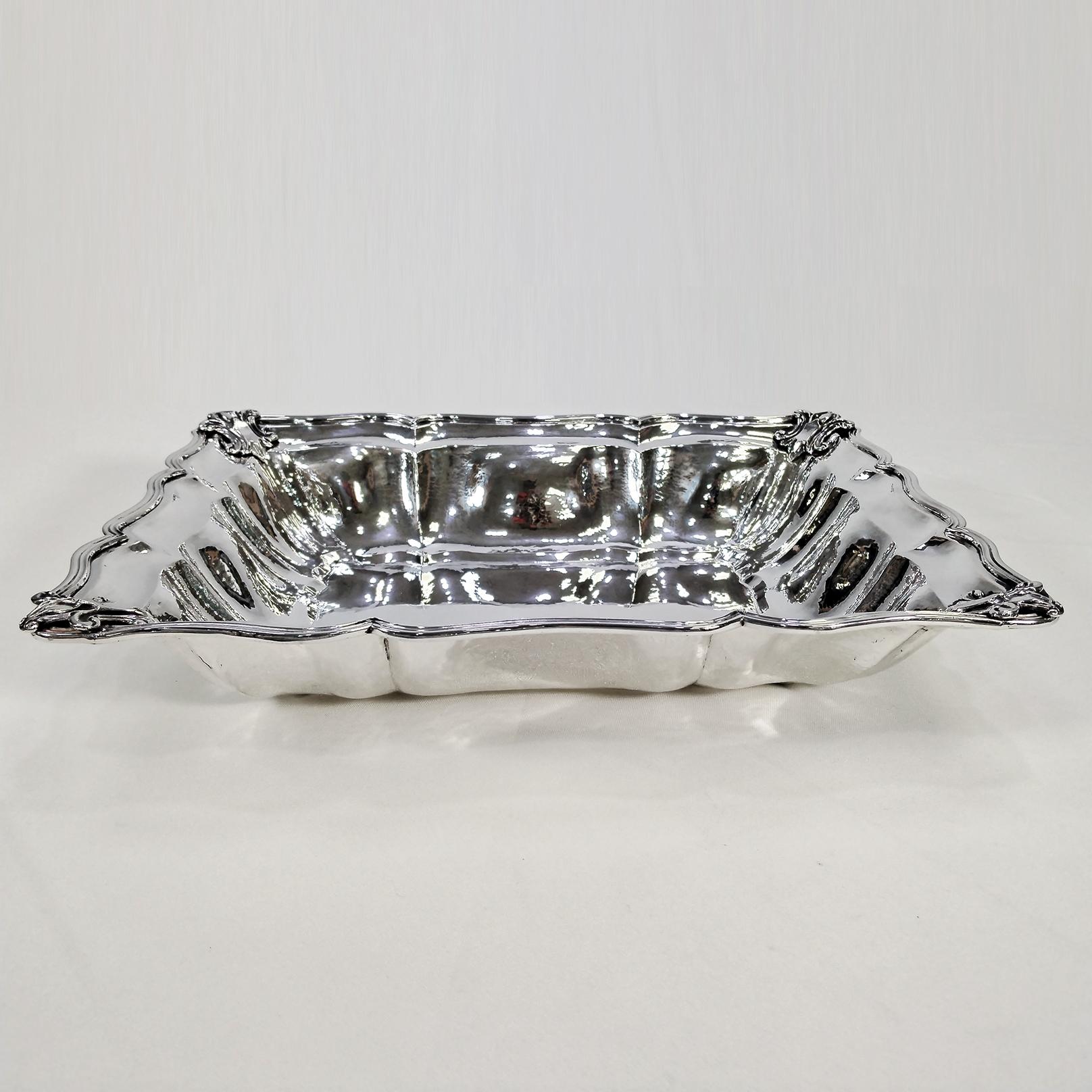 Italian Solid Solid 800 Silver Rectangular Centerpiece in Baroque Style in vendita 6
