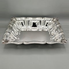 Centro de mesa rectangular italiano de plata 800 maciza de estilo barroco