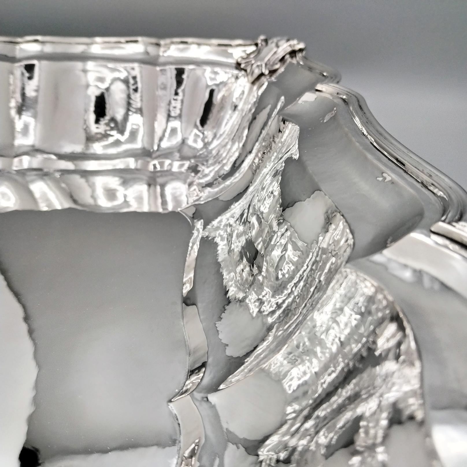 Periodo contemporaneo Italian Solid Solid 800 Silver Rectangular Centerpiece in Baroque Style in vendita