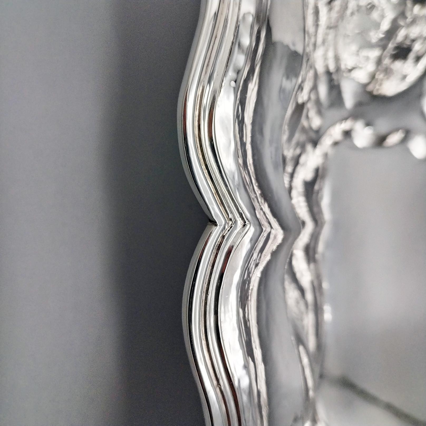 Argento Italian Solid Solid 800 Silver Rectangular Centerpiece in Baroque Style in vendita