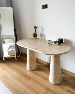 Italian Solid Travertine Console Table