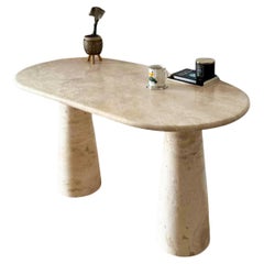 Italian Solid Travertine Console Table