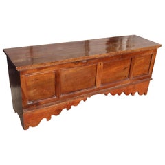 Antique Italian Solid Walnut Wood Blanket Chest