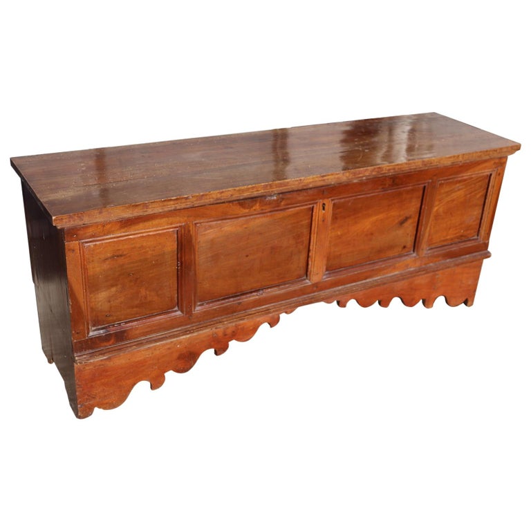 Italian Solid Walnut Wood Blanket Chest For Sale at 1stDibs