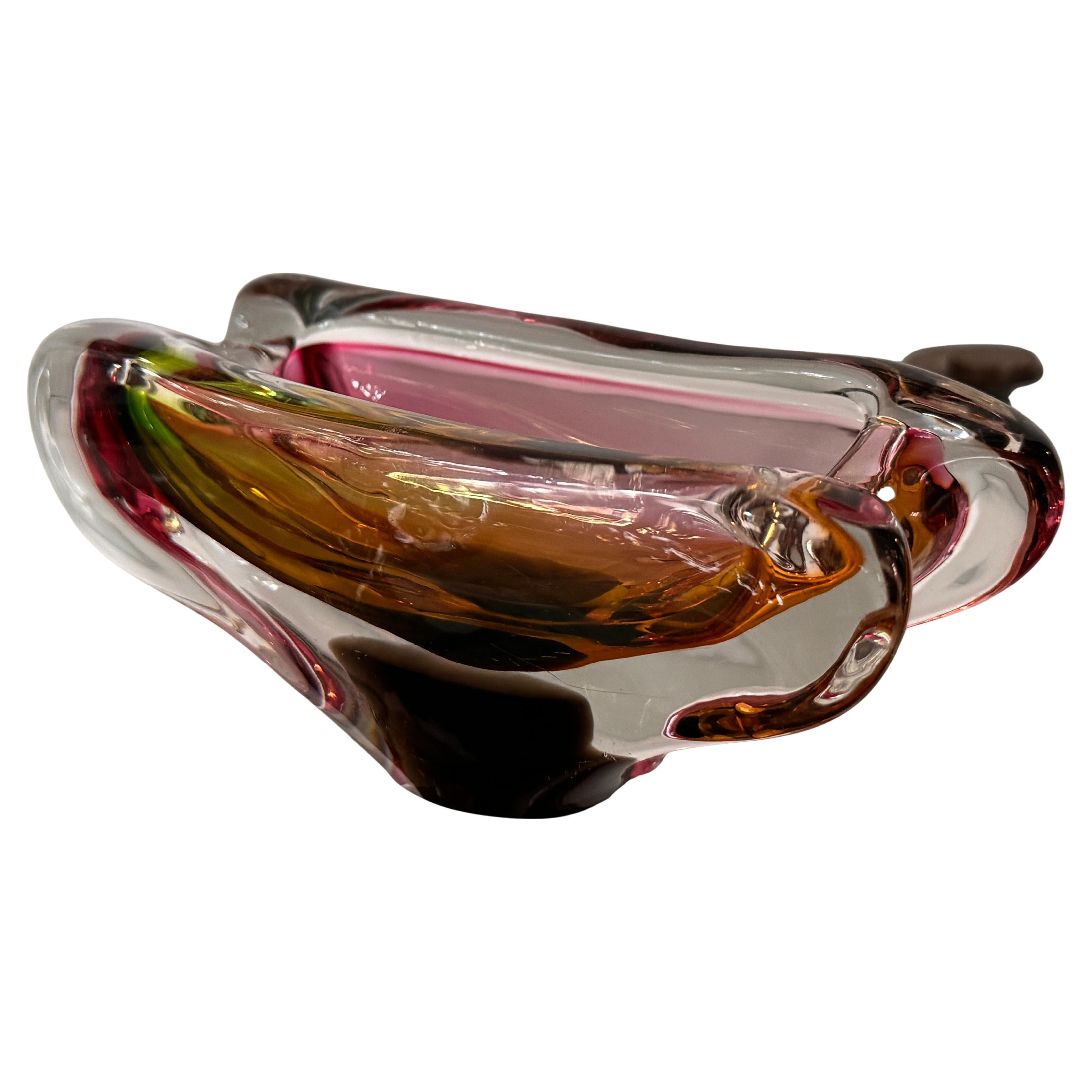 Cendrier italien en verre Sommerso, Murano Attribué à Josef Rozínek, années 1960 en vente