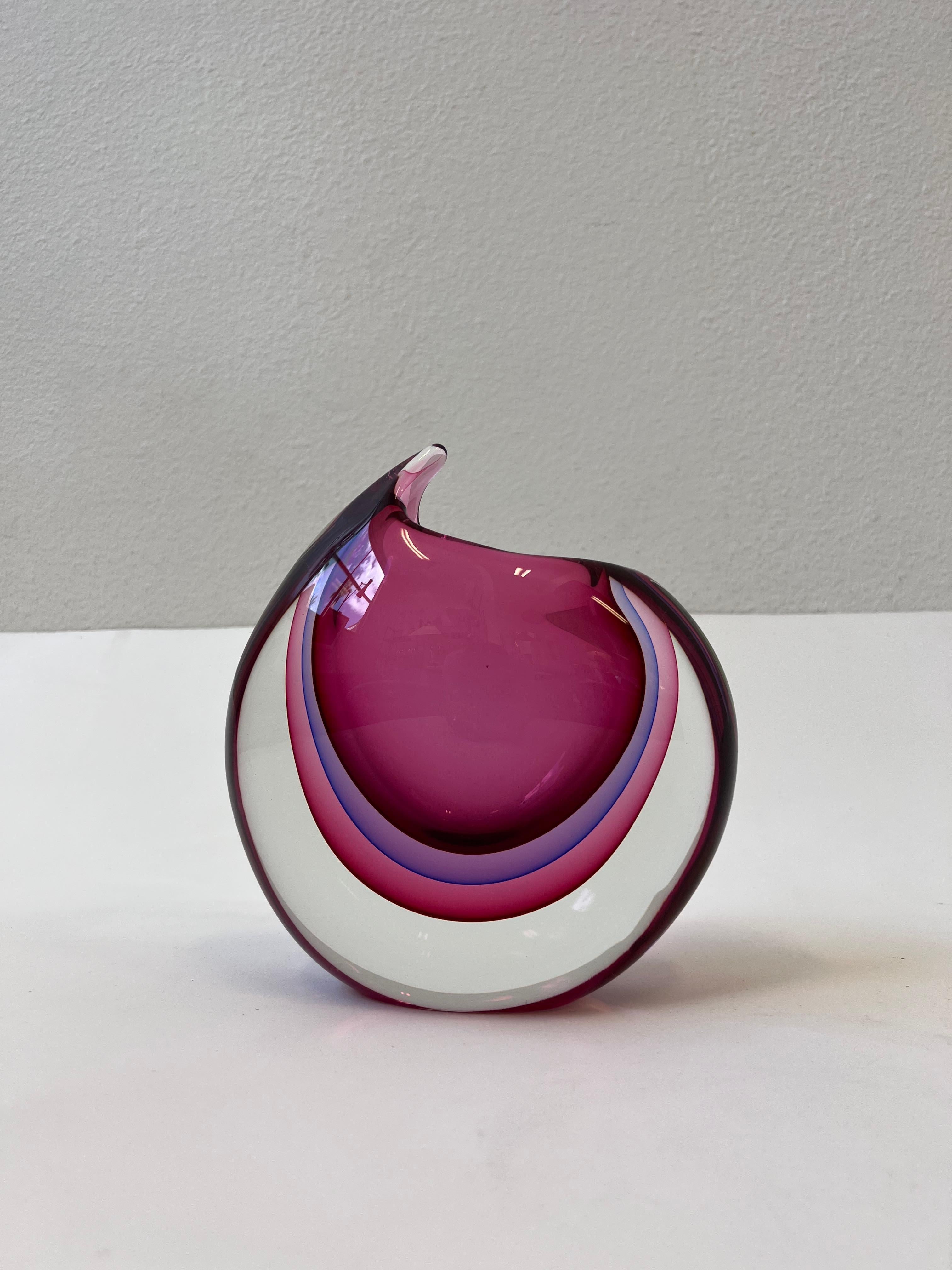 Modern Italian Sommerso Murano Glass Vase by Luigi Onesto For Sale