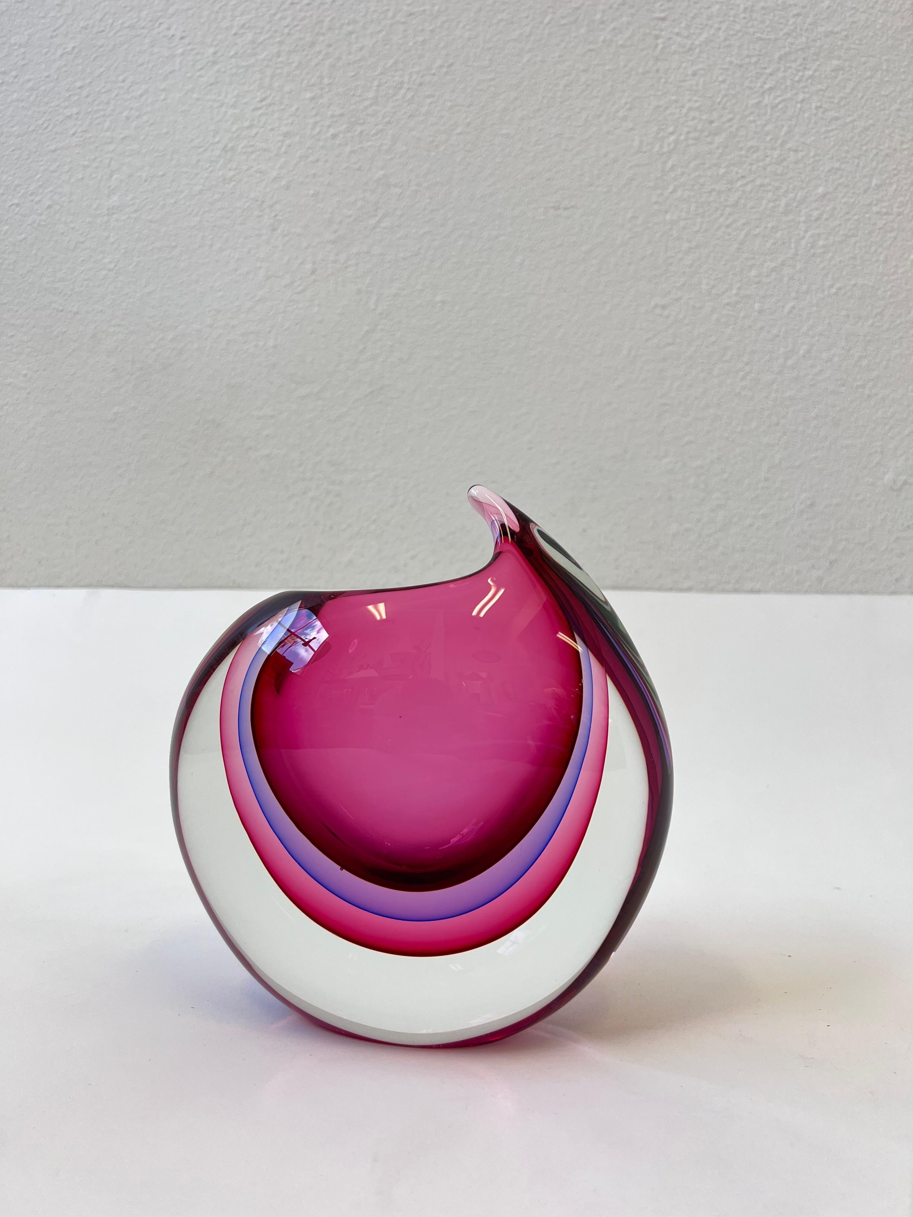 Jarrón italiano de cristal de Murano Sommerso de Luigi Onesto Pulido en venta