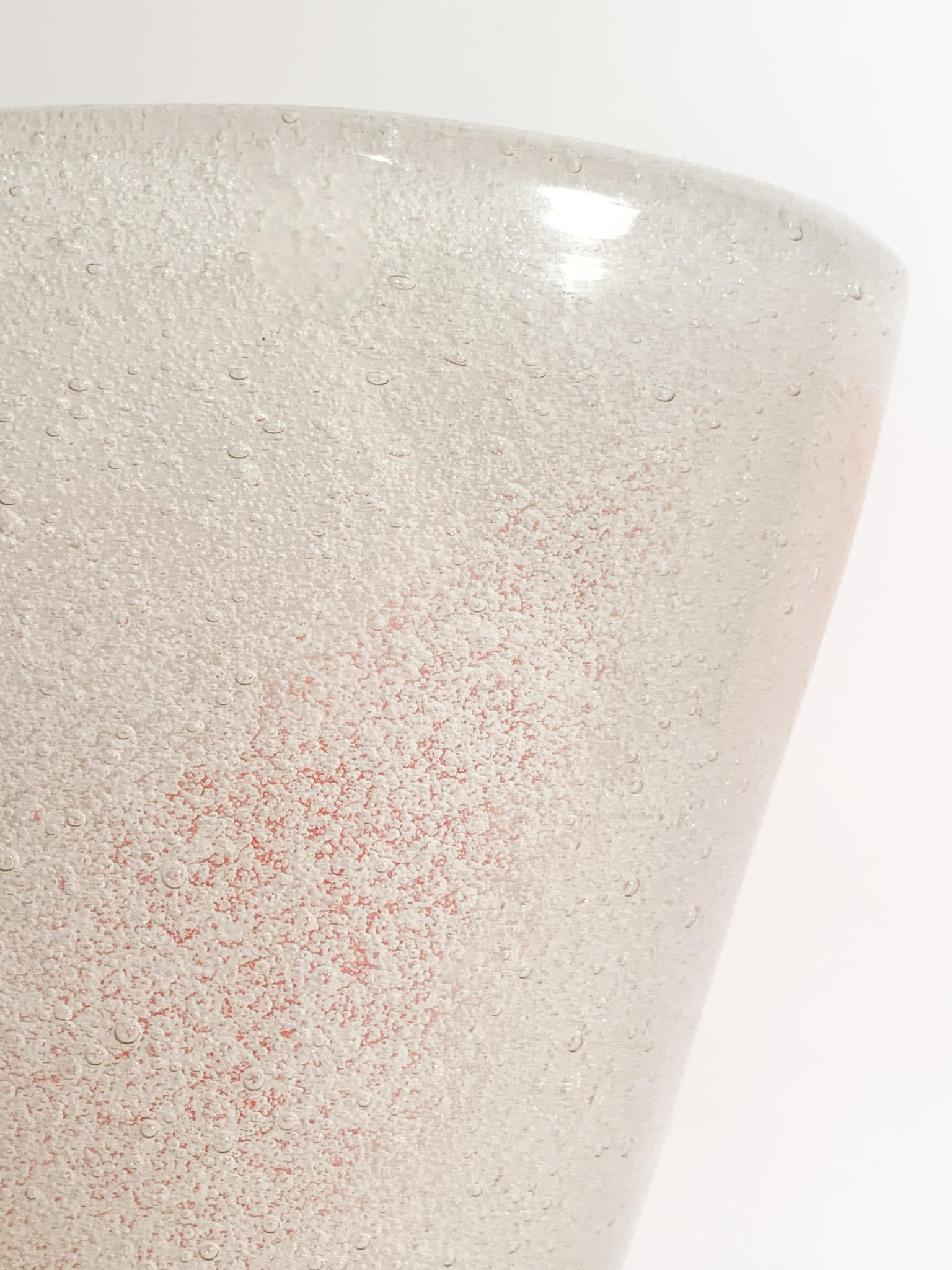 Italian Sommerso White and Orange Murano Glass Vase from the 1980s For Sale 5