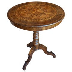 Antique Italian Sorrentine Table, Early 19th Century, Inlays with Various Essences