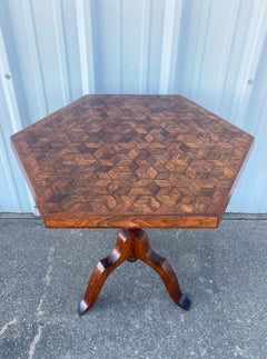 Italian Sorrento Marquetry Table in "Tumbling Blocks" Pattern