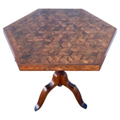 Italian Sorrento Marquetry Table in "Tumbling Blocks" Pattern