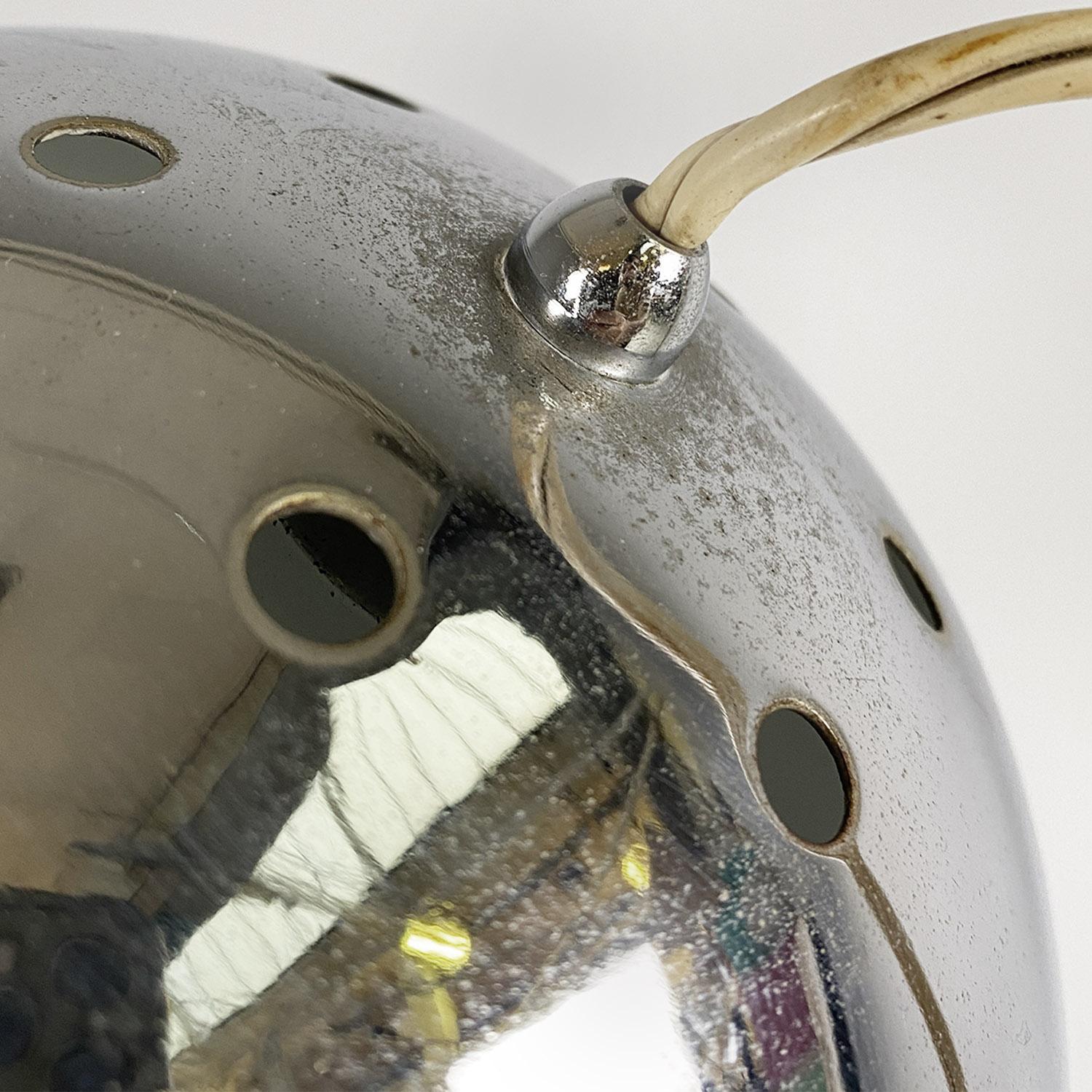 Italian space age adjustable chromed steel and black plastic floor lamp, 1970s For Sale 9