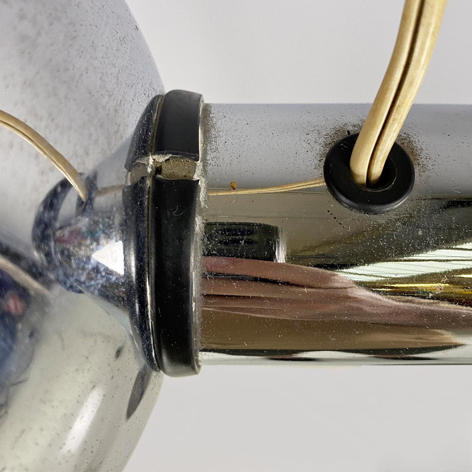 Italian space age adjustable chromed steel and black plastic floor lamp, 1970s For Sale 10