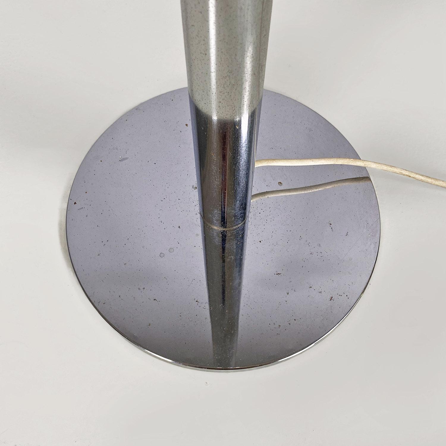 Italian space age adjustable chromed steel and black plastic floor lamp, 1970s For Sale 13