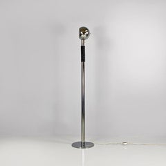 Italian space age adjustable chromed steel and black plastic floor lamp, 1970s