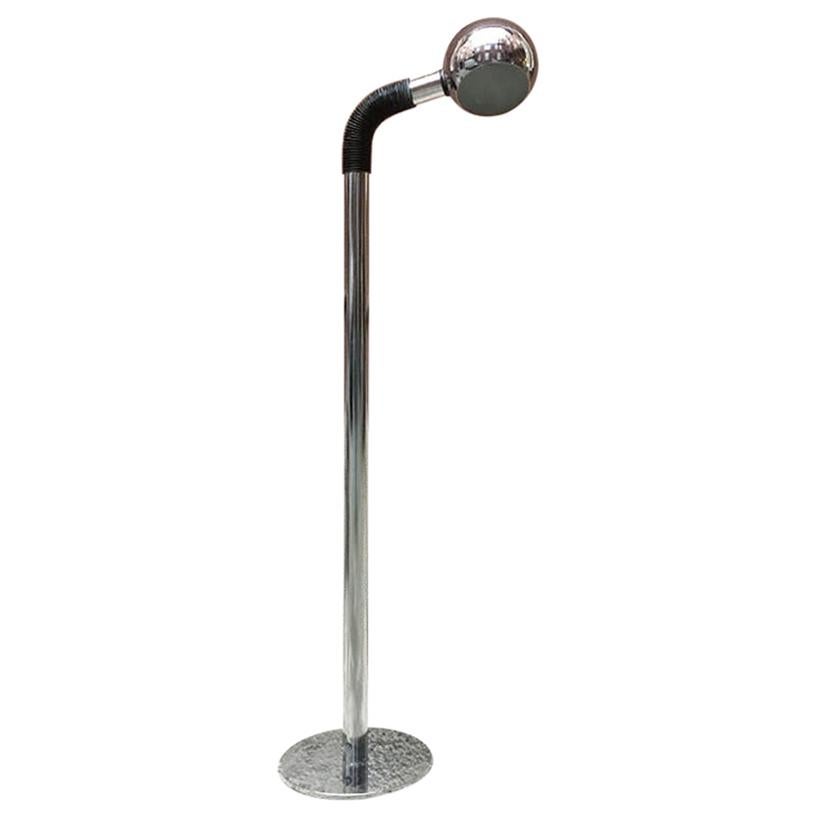 Italian Space Age Adjustable Chromed Steel Floor Lamp, 1970s For Sale