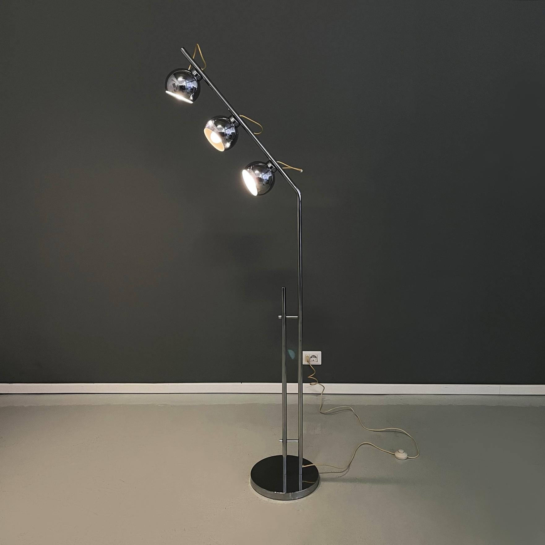 Late 20th Century Italian Space Age Adjustable Floor Lamp in Chromed Steel by Reggiani, 1960-1970s